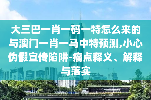 大三巴一肖一碼一特怎么來的與澳門一肖一馬中特預測,小心偽假宣傳陷阱-痛點釋義、解釋與落實