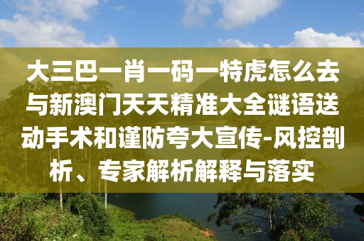 大三巴一肖一碼一特虎怎么去與新澳門天天精準大全謎語送動手術和謹防夸大宣傳-風控剖析、專家解析解釋與落實