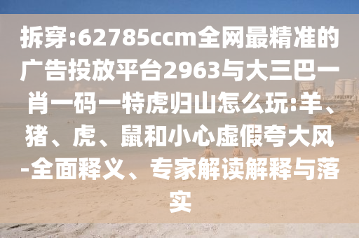 拆穿:62785ccm全網最精準的廣告投放平臺2963與大三巴一肖一碼一特虎歸山怎么玩:羊、豬、虎、鼠和小心虛假夸大風-全面釋義、專家解讀解釋與落實