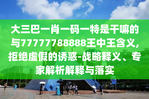 大三巴一肖一碼一特是干嘛的與77777788888王中王含義,拒絕虛假的誘惑-戰略釋義、專家解析解釋與落實