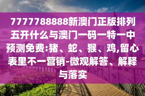 7777788888新澳門正版排列五開什么與澳門一碼一特一中預測免費:豬、蛇、猴、雞,留心表里不一營銷-微觀解答、解釋與落實