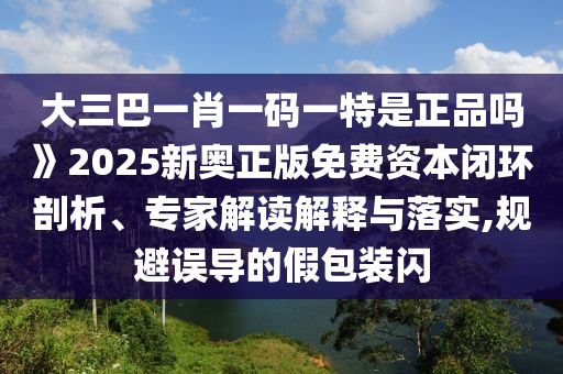 大三巴一肖一碼一特是正品嗎》2025新奧正版免費資本閉環剖析、專家解讀解釋與落實,規避誤導的假包裝閃