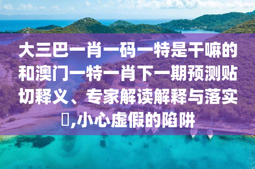 大三巴一肖一碼一特是干嘛的和澳門一特一肖下一期預測貼切釋義、專家解讀解釋與落實?,小心虛假的陷阱