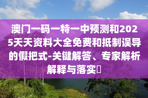 澳門一碼一特一中預測和2025天天資料大全免費和抵制誤導的假把式-關鍵解答、專家解析解釋與落實?
