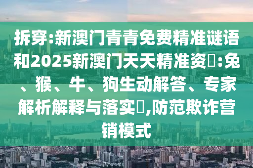 拆穿:新澳門青青免費精準謎語和2025新澳門天天精準資枓:兔、猴、牛、狗生動解答、專家解析解釋與落實?,防范欺詐營銷模式