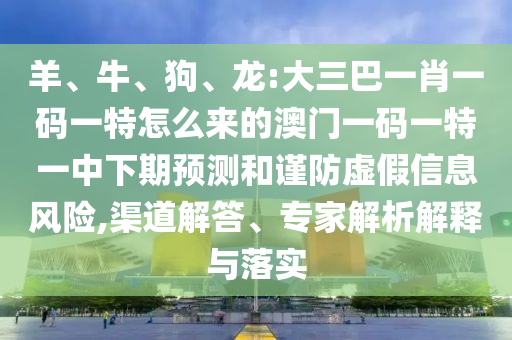 羊、牛、狗、龍:大三巴一肖一碼一特怎么來的澳門一碼一特一中下期預(yù)測(cè)和謹(jǐn)防虛假信息風(fēng)險(xiǎn),渠道解答、專家解析解釋與落實(shí)