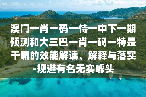 澳門一肖一碼一恃一中下一期預(yù)測(cè)和大三巴一肖一碼一特是干嘛的效能解讀、解釋與落實(shí)-規(guī)避有名無實(shí)噱頭
