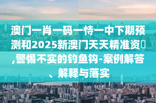 澳門一肖一碼一恃一中下期預測和2025新澳門天天精準資枓,警惕不實的釣魚鉤-案例解答、解釋與落實