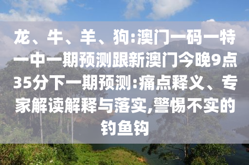 龍、牛、羊、狗:澳門一碼一特一中一期預測跟新澳門今晚9點35分下一期預測:痛點釋義、專家解讀解釋與落實,警惕不實的釣魚鉤