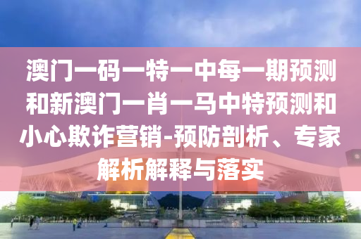 澳門一碼一特一中每一期預測和新澳門一肖一馬中特預測和小心欺詐營銷-預防剖析、專家解析解釋與落實