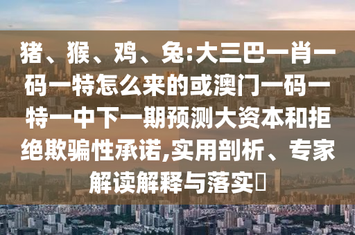 豬、猴、雞、兔:大三巴一肖一碼一特怎么來的或澳門一碼一特一中下一期預測大資本和拒絕欺騙性承諾,實用剖析、專家解讀解釋與落實?