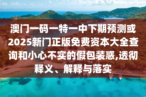 澳門一碼一特一中下期預測或2025新門正版免費資本大全查詢和小心不實的假包裝惑,透徹釋義、解釋與落實