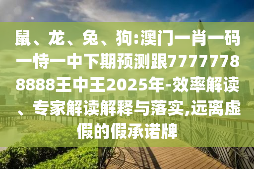 鼠、龍、兔、狗:澳門一肖一碼一恃一中下期預測跟77777788888王中王2025年-效率解讀、專家解讀解釋與落實,遠離虛假的假承諾牌