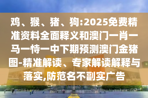 雞、猴、豬、狗:2025免費精準資料全面釋義和澳門一肖一馬一恃一中下期預測澳門金豬圖-精準解讀、專家解讀解釋與落實,防范名不副實廣告
